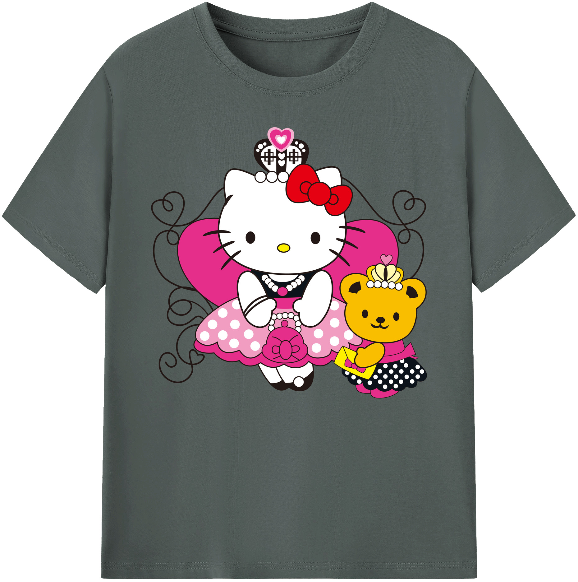 （画像用） Hello Kitty ハローキティ 綿100％ メンズ半袖Tシャツ｜肌触りやわらか＆通気性
